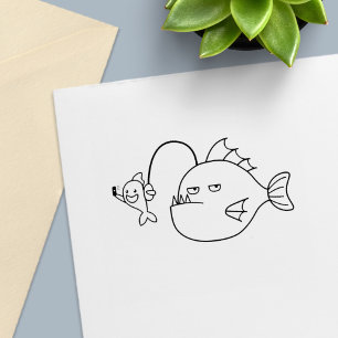Selfie with Anglerfish Rubber Stamp