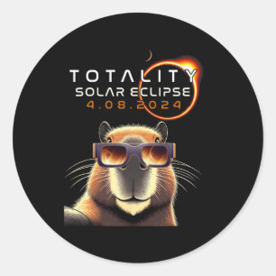 Selfie With Totality Eclipse Capybara Lover  Classic Round Sticker
