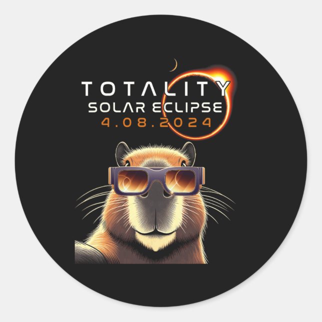 Selfie With Totality Eclipse Capybara Lover  Classic Round Sticker (Front)