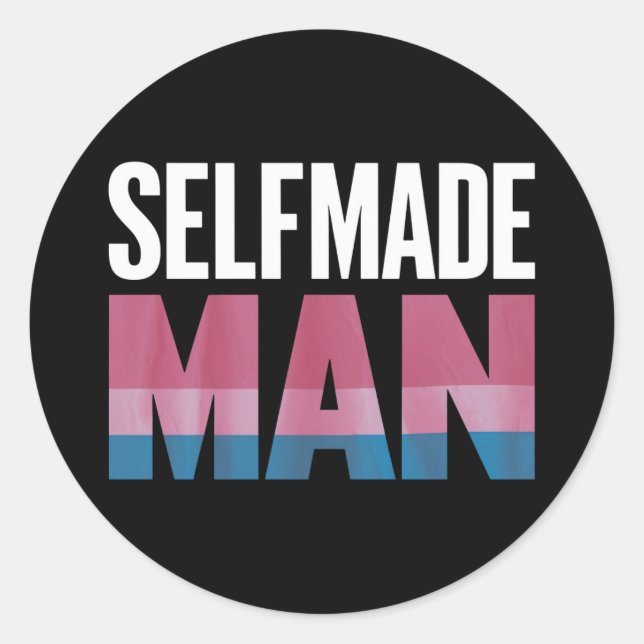 Selfmade Man Transgender Trans Pride Flag Transsex Classic Round Sticker (Front)