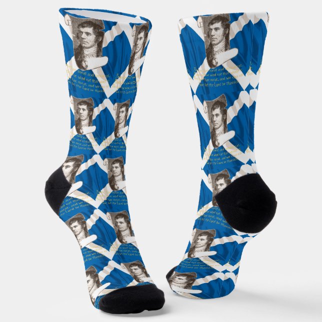 Selkirk Grace Burns Night Quote And Saltire Socks (Angled)
