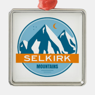 Selkirk Mountains British Columbia Stars Moon Metal Ornament