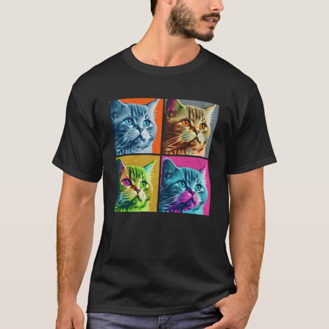 Selkirk Rex Cat Pop Illustration Colourful Animal T-Shirt (Front)