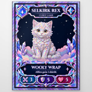 Selkirk Rex Cat, Rainbow Foil Art Postcard