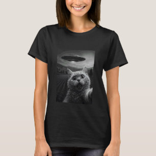 Selkirk Rex Cat Selfie Funny Alien Abduction Meme T-Shirt