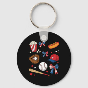 Sell 4th Of July Coquette Bow Women Girls Sell Mum Key Ring