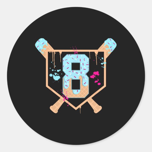 Sell 8 Year Old Ice Cream Drip 8th Birthday Boy Nu Classic Round Sticker (Front)