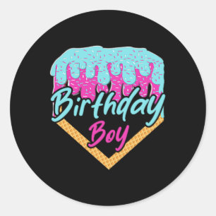Sell 9 Year Old Ice Cream Drip 9th Birthday Boy Nu Classic Round Sticker