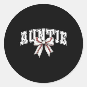 Sell Auntie Coquette Bow Game Day Mother's Day Aun Classic Round Sticker