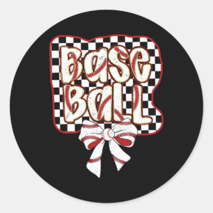 Sell Bow Coquette Funny Sell Lovers Chequered Wome Classic Round Sticker