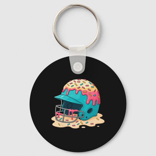 Sell Catcher Helmet With Face Mask Ice-cream Dripp Key Ring (Front)