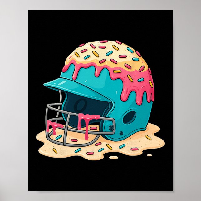 Sell Catcher Helmet With Face Mask Ice-cream Dripp Poster (Front)