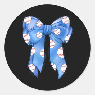 Sell Coquette Bow Funny Sell Blue Team  Classic Round Sticker