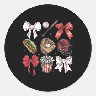 Sell Coquette Bow Mothers Day Sports Women Girl Classic Round Sticker