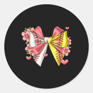 Sell Coquette Bow Softll Flower Game Day Women Gir Classic Round Sticker