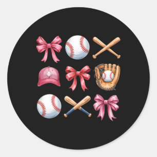 Sell Coquette Bow Women Girls Cheer Mum Mama Mothe Classic Round Sticker