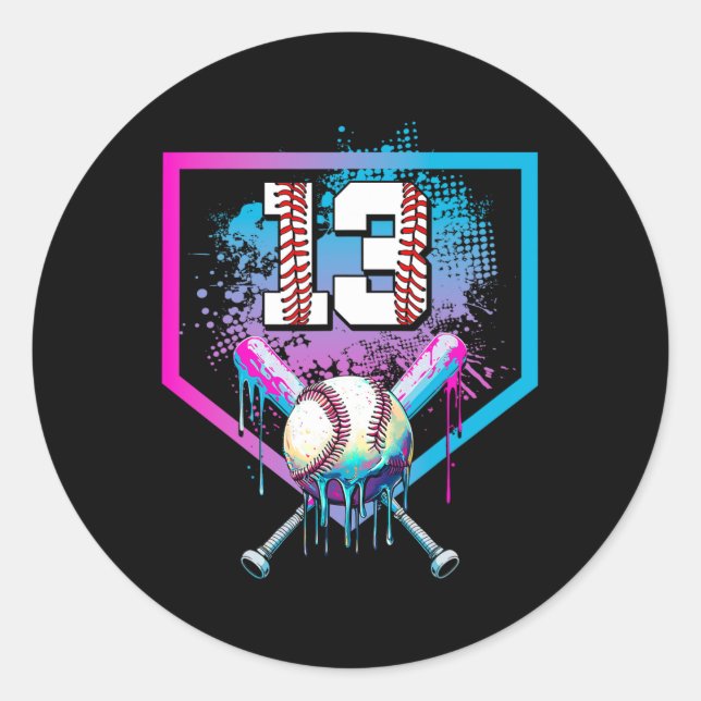 Sell Drip 13th Birthday Home Plate Boy Youth 13 Ye Classic Round Sticker (Front)