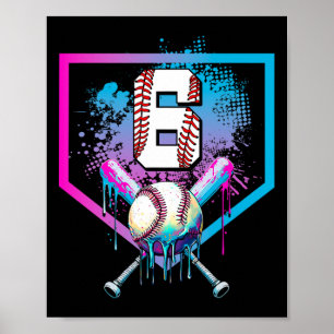 Sell Drip 6th Birthday Home Plate Boys Youth 6 Yea Poster