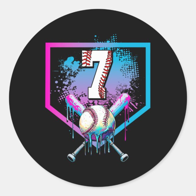 Sell Drip 7th Birthday Home Plate Boys Youth 7 Yea Classic Round Sticker (Front)