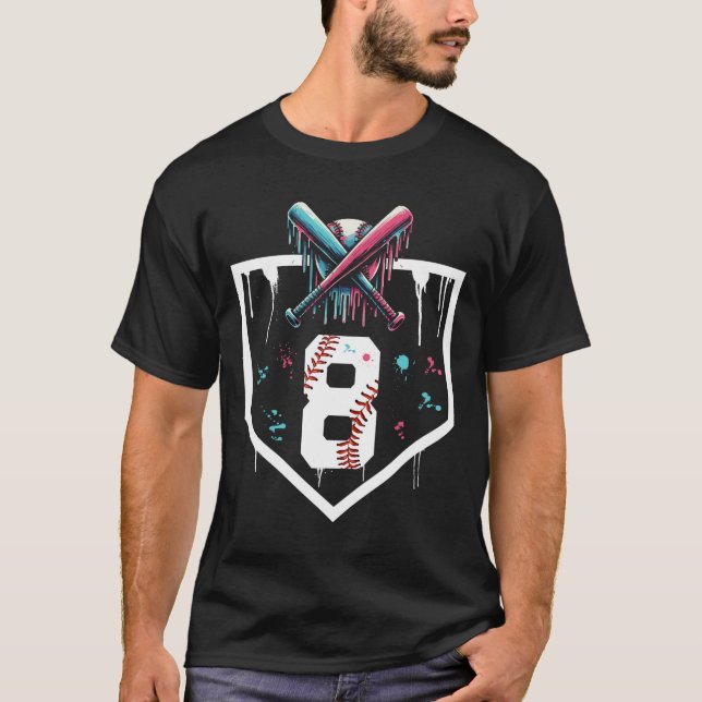 Sell Drip 8th Birthday Home Plate Boys Youth 8 Yea T-Shirt (Front)