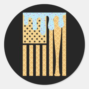 Sell Drip T Boys Dripping Ice Cream American Flag Classic Round Sticker