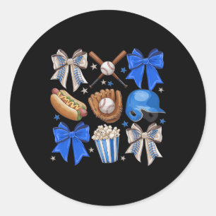 Sell Game Day Blue Coquette Bow Sell Mum Mama Wome Classic Round Sticker