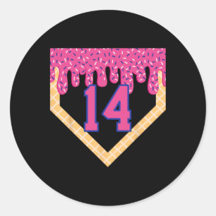 Sell Home Plate Ice Cream Drip 14th Birthday Boys  Classic Round Sticker