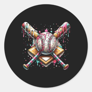 Sell Home Plate Ice Cream Drip Sprinkles Drip 1 Classic Round Sticker