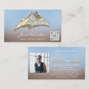 Sell House Social Media Logo Gold Photo QR CODE Bu Business Card