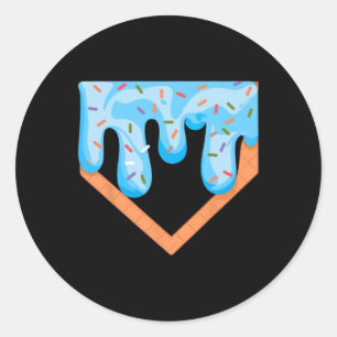 Sell Ice Cream Dripping Sell Home Plate Drip Funny Classic Round Sticker