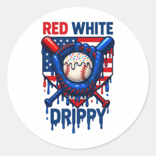 Sell Ice Cream Red White And Drippy 4th Of July Pa Classic Round Sticker