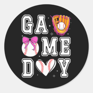 Sell Sister Coquette Bow Game Day Sell Mum Mama  Classic Round Sticker