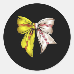Sell Sister Coquette Bow Girls Cheer Sell Softll Classic Round Sticker