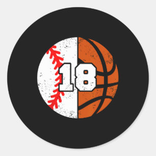 Sell Sketll Number 18 Jersey Funny 18th Birthday Classic Round Sticker