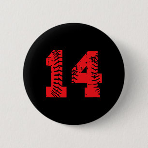 Sell Softll Player Number #14 Red Grunge Lucky Num 6 Cm Round Badge