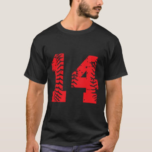 Sell Softll Player Number #14 Red Grunge Lucky Num T-Shirt