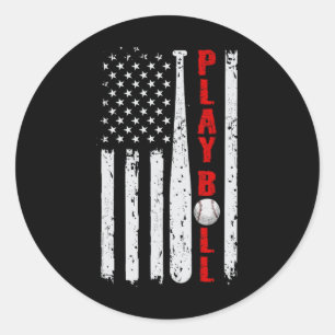 Sell Usa Flag Ll And T Play Ll Softll Sell Women G Classic Round Sticker