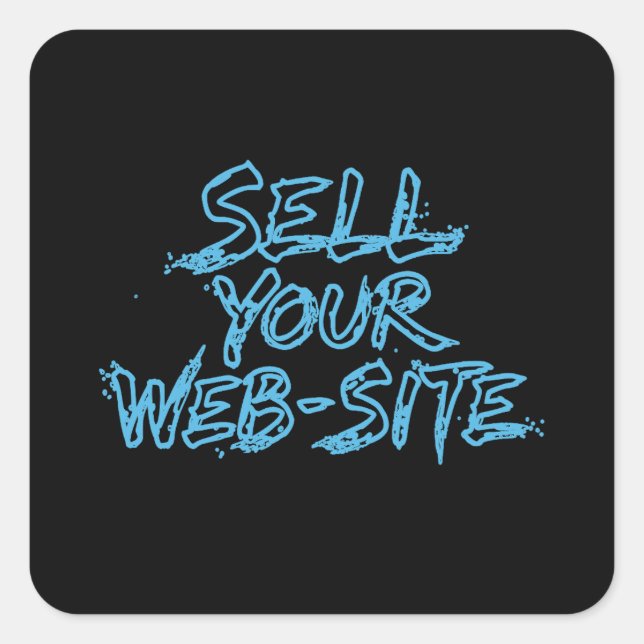 Sell Your Website Blue Distressed Typography Square Sticker (Front)