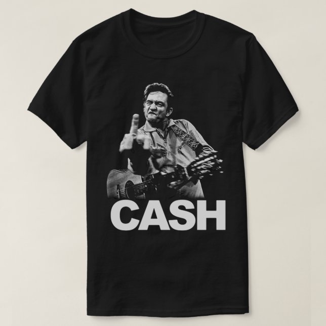 Selling Johnny Cash With HIs Guitar and Middle Fin T-Shirt (Design Front)