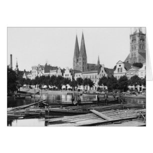 Selling wood on the River Trave, Lubeck, c.1910