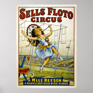 Sells Floto Circus - M'lle Beeson- High Wire Venus Poster