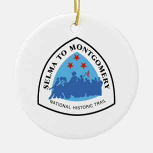 Selma to Montgomery Trail Sign, Alabama Ceramic Tree Decoration