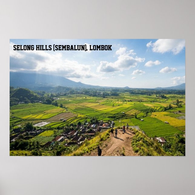Selong Hill Sembalun Lombok Rice Field Art Poster (Front)