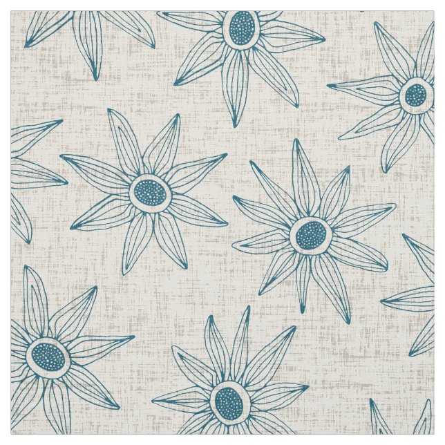 sema cream blue fabric (Swatch)