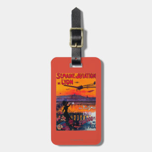 Semaine d' Aviation De Lyon Vintage Poster Luggage Tag