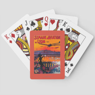 Semaine d' Aviation De Lyon Vintage Poster Playing Cards