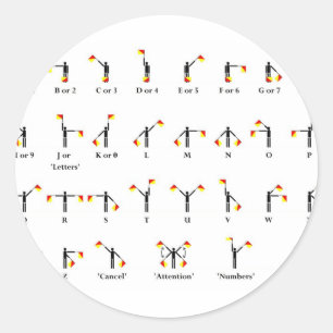 Semaphore Flag Chart Classic Round Sticker