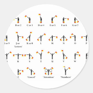 Semaphore Flag Chart Classic Round Sticker