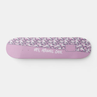 Semi Camouflage Grey and Pink Your Text Skateboard