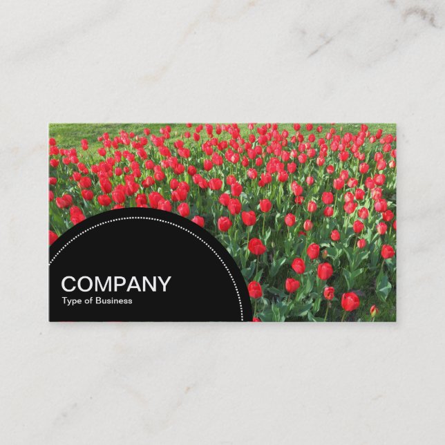 Semi-circle Panel (dots) - Bed of Red Tulips 01 Business Card (Front)